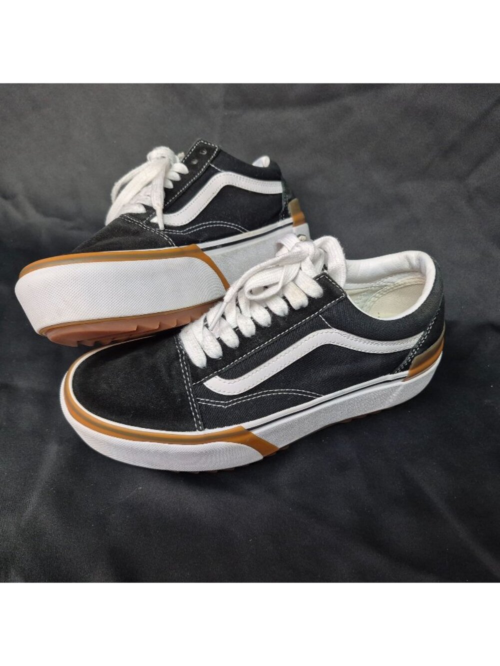 Vans Old Skool Stacked Platform Black/White Athletic Shoes Sneakers W 9.5 M 6